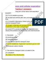 Photosynthesis and Cellular Respiration Practice1 ANSWERS