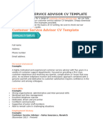 Customer Service Advisor CV Template