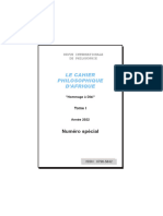 Le Cahier Philosophique D'Afrique: Numéro Spécial