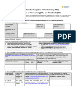 Application Form Recognition Prior Learning or Combination of RPL RPC Claims