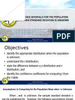 Module 10 Confidence Interval For The Population Mean When Standard Deviation Is Unknown