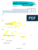 Exercices 5ème Les Prépositions Correction