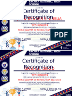 Certificate of Recognition - Academic Excellence