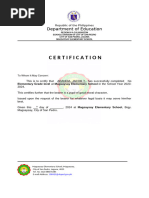 Certification: Department of Education