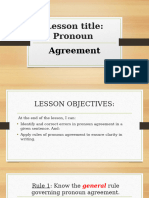 Lesson Title: Pronoun: Agreement