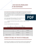 A Primer On Noun Phrase and Noun Modifier