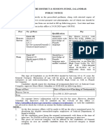 Post No. of Posts Pay: Office of The District & Sessions Judge, Jalandhar Public Notice