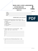 French Grade 2 End Term Iii Exam