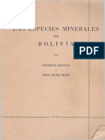 Livre Cles Geologie Las Especies Minerales de Bolivia Ahlfeld y Munoz