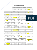 Grammar Worksheet #7 (Answer Key)