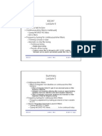 Summary Last Lecture - Continuous-Time Filters (Continued)