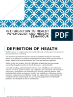 Introduction To Health Psychology and Health Behaviour: Unit 01