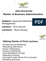 Advanced Marketing Management - First Lecture