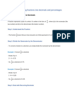 Process of Converting Fractions Into Decimals and Percentages