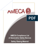 AMECA List of FMVSS 205 and ANSI Z26.1 Compliant Glazing Material September 11 2015