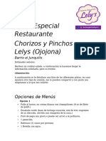 Menús Especiales Restaurante Lelys OJOJONA