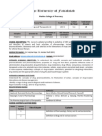 Madina College of Pharmacy: Course Code Course Title Credit Hours Contact Hrs/Week Total Lecture Allocated