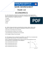 Revision Worksheet Economics Block 1 Yr 10