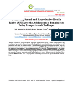 Promoting Sexual and Reproductive Health Rights (SRHR) To The Adolescents in Bangladesh: Policy Prospects and Challenges