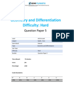 AS Level C3 Geometry and Differentiation Hard Question Paper 5 Edexcel A Level Pure Maths 1 PDF