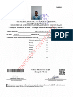 Temporary Certificate: Ethiopian Secondary School Leaving Certificate Examination (ESSLCE)