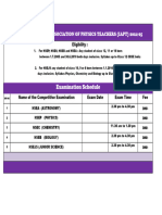 Examination Schedule: Indian Association of Physics Teachers (Iapt) 2024-25