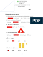 Answer Key - Grade 1-Math Revision Worksheet - Worksheet .Docx 1