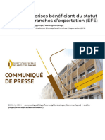 Avis Aux Entreprises Bénéficiant Du Statut D'entreprises Franches D'exportation (EFE)