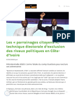 Les - Parrainages Citoyens - , Technique Électorale D'exclusion Des Rivaux Politiques en Côte-d'Ivoire - Connectionivoirienne