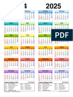 Downloadtwo Yeartwo Year Calendar 2024 2025 Portrait Side by Side Multi Colored PDF