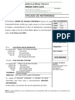 Certificado de Matrimonio