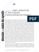 Territoires Identites Et Politiques Deducation en France