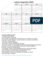 Calendario Argentina Feriado 2025