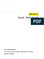 MF927U Quick Start Guide: Zte Corporation NO. 55, Hi-Tech Road South, Shenzhen, P.R.China Postcode: 518057