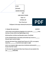 Solved Land Laws of Assam 2017 Paper