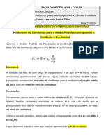 Exemplos Resolvidos de Intervalo de Confiança