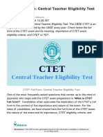 CTET Full Form: Central Teacher Eligibility Test: Rupali Pruthi