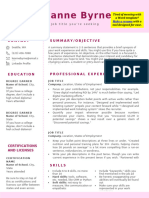 Pretty in Pink Word Resume Template