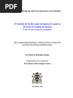 (1library - Org) o Controlo de Gestão Como Ferramenta de Apoio Ao Processo de Tomada de Decisão o Caso de Uma Coopera