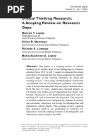 Critical Thinking Research A Scoping Review On Research Gaps