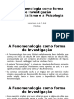 A Fenomenologia Como Forma de InvestigaÃ Ã o - Aula 2