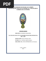 Caratula: Universidad Mayor de San Andrés Facultad de Ciencias Económicas Y Financieras Carrera de Economía