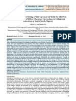 Business Educators' Rating of Entrepreneurial Skills For Effective Implementation of Office Education Curriculum in Colleges of Education in South-South, Nigeria