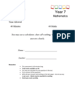 Unit 3 Assessment: You May Use A Calculator Show All Working Indicate Final Answers Clearly