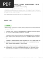 Quiz Avaliativo - Ciência Política e Teoria Do Estado - Turma NOITE - VALOR - 3 P