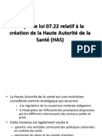 Projet de Loi 07.22 Relatif À La Création de La Haute Autorité de La Santé (HAS)