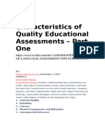 Five Characteristics of Quality Educational Assessments