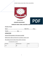 Lenana School Form 2 Chem Midterm Exam