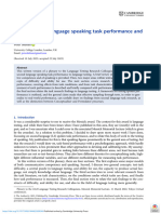 Linking Second Language Speaking Task Performance and Language Testing