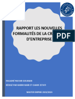 Rapport Les Nouvelles Formalités de La Création